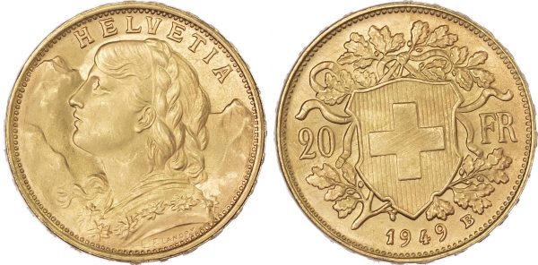 Swiss 20 Franc (1897 and 1949) - Image 2